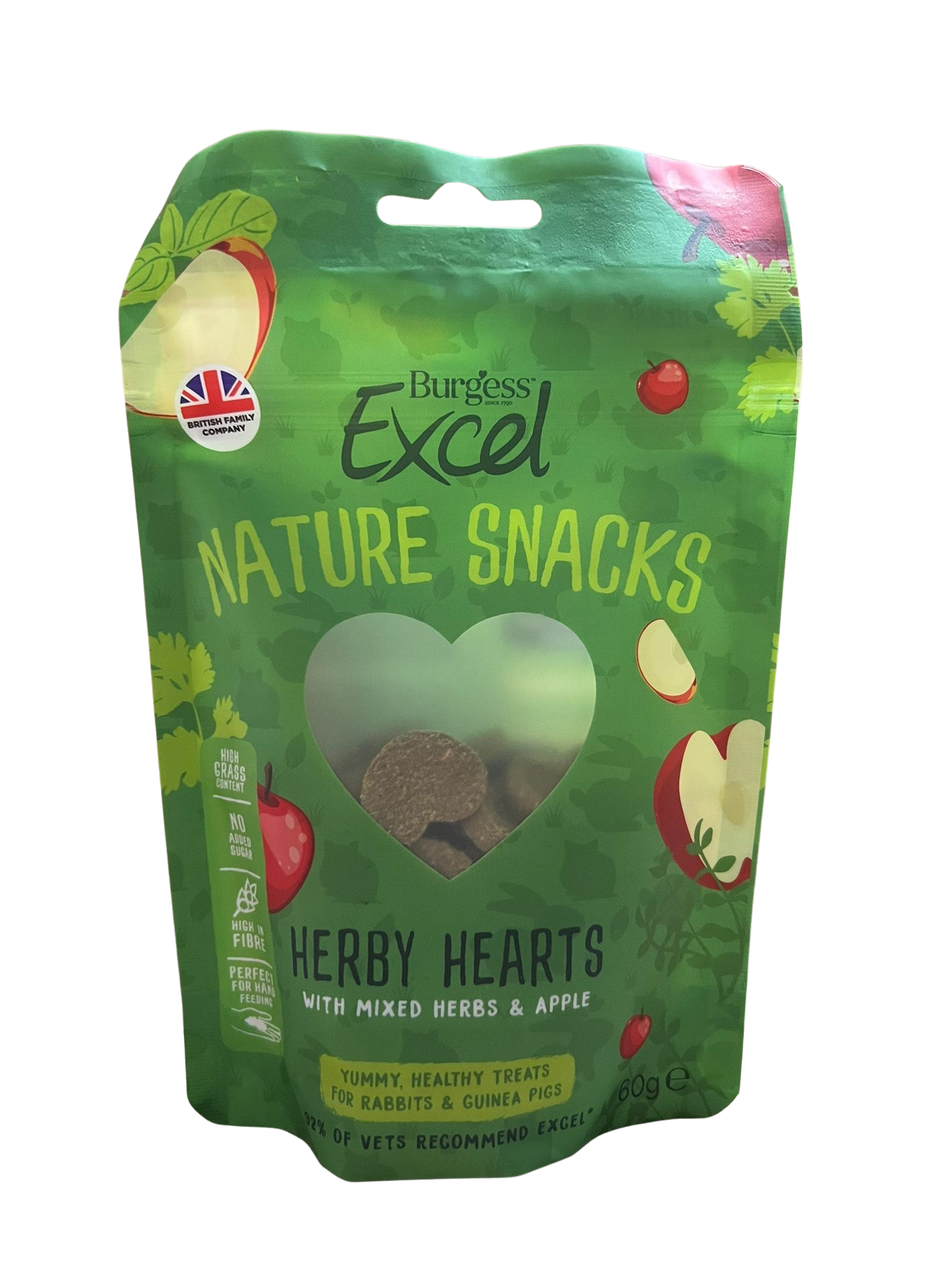 Burgess Excel Nature Snacks - Herby Hearts 60g