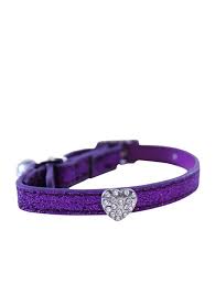 Clearance : Happypet Glitter Heart Faux Leather Collar Purple