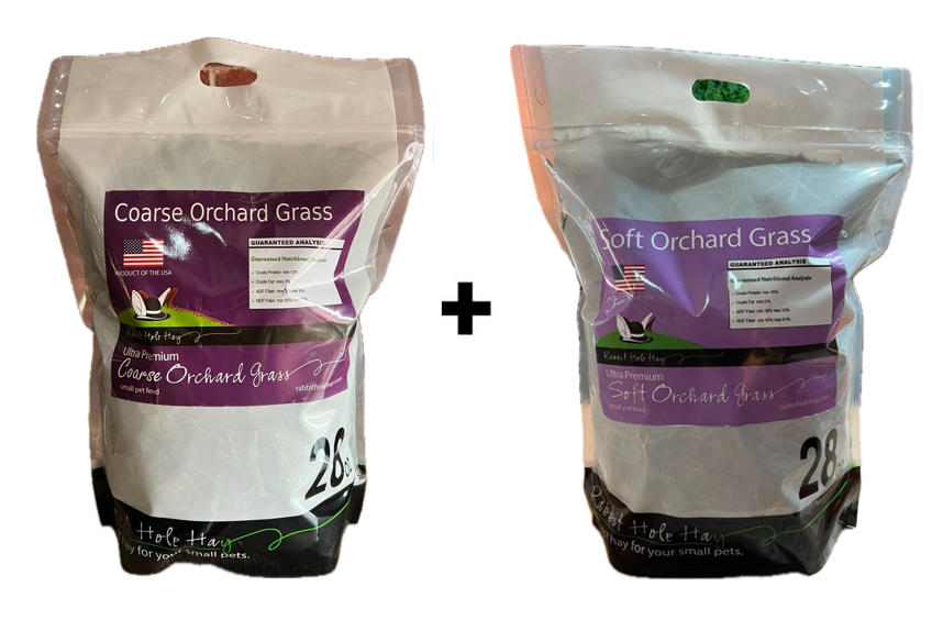 Rabbit Hole Hay - Ultra Premium Coarse + Soft Orchard Grass Hay 28oz Bundle