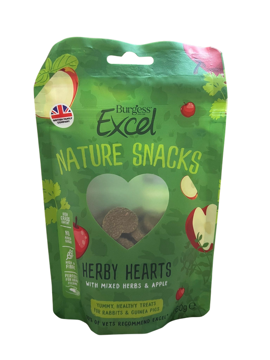 Burgess Excel Nature Snacks - Herby Hearts 60g