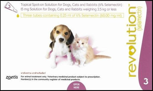 Revolution for Dogs, Cats under 5lbs and Rabbits (15mg - 3 Doses)